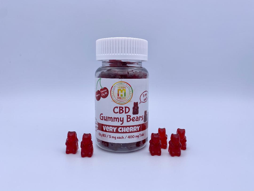 Cherry CBD Gummy Bears 5 mg each - 80 Bears - Buy Online $60.00